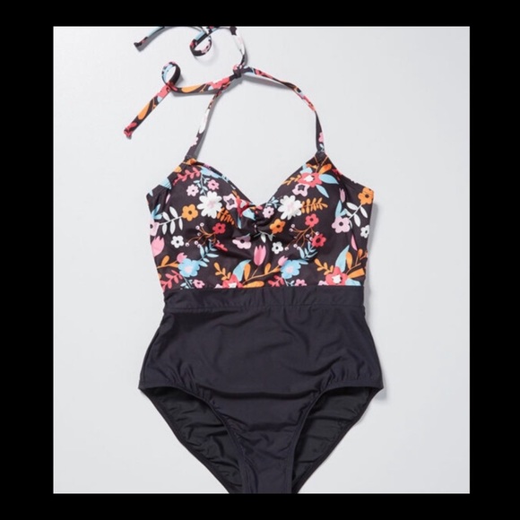 ModCloth floral black one piece - Picture 3 of 10